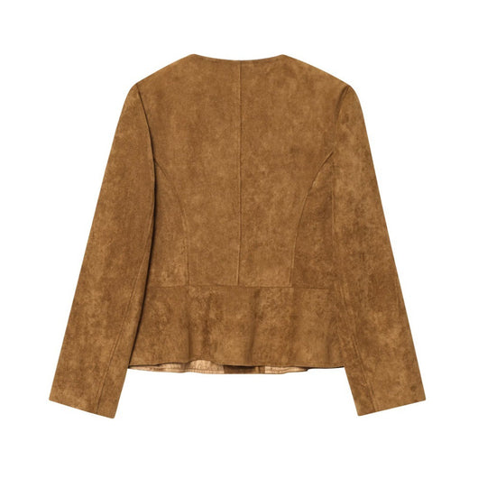 Chaqueta Abrigo Mujer Cuello Redondo Manga Larga Corte A - Image 3