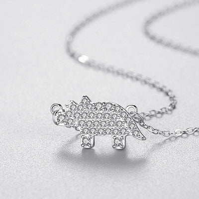 Collar de Plata 925 Rinoceronte Brillante con Diamantes Completos - Image 8