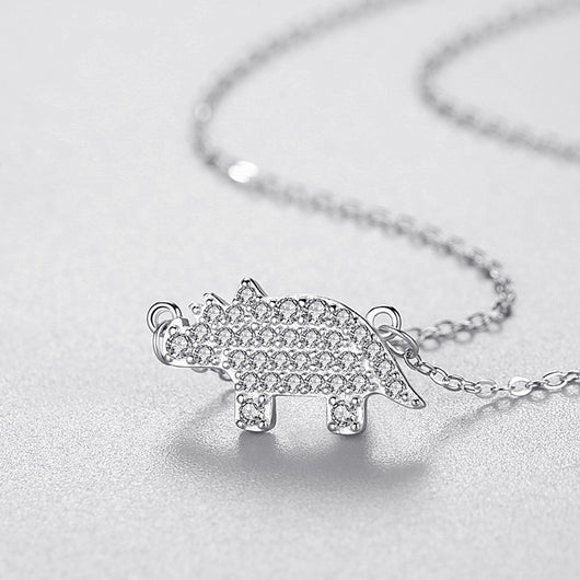 Collar de Plata 925 Rinoceronte Brillante con Diamantes Completos - Image 8