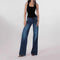Jeans Rectos Retro Cintura Baja Efecto Desgastado