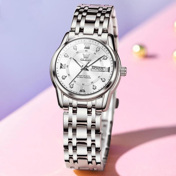 Reloj de Cuarzo para Mujer con Números Romanos Resistente al Agua