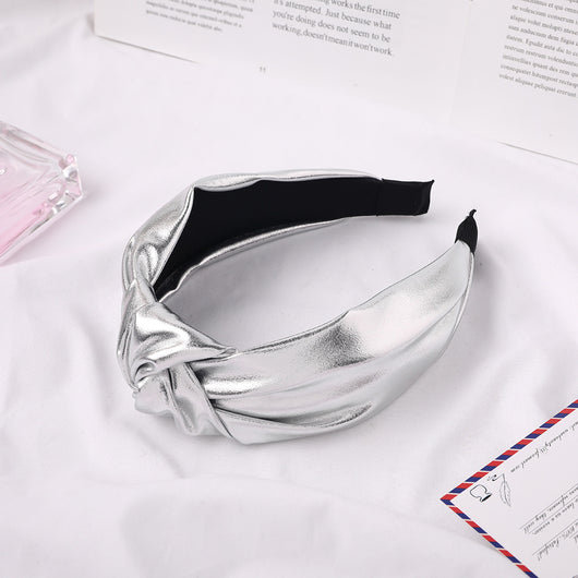 Diadema Anudada con Tela Brillante para Cabello Ondulado - Image 9
