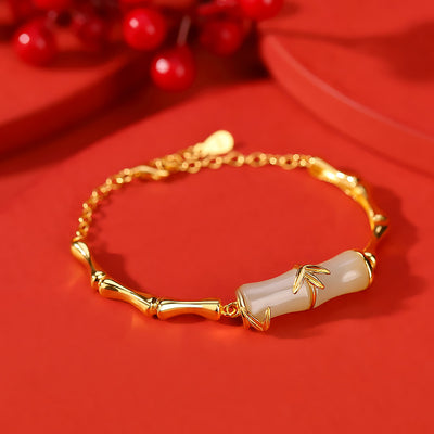 Pulsera Jade Hetian Dorado Festival Bambú para Mujer - Image 9