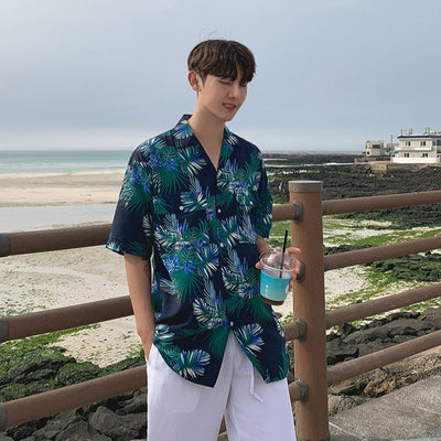 Camisa Floral Hawaiana Manga Corta Estilo Coreano Tendencia Ins