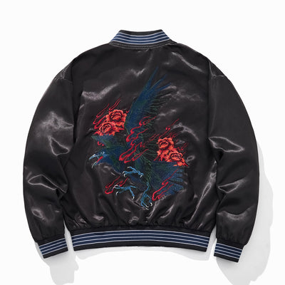 Chaqueta Beisbolera Casual Bordada Rosa y Cuervo Azul - Image 2