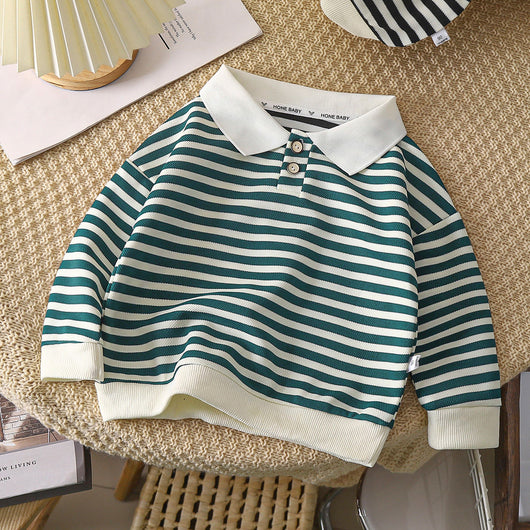 Sudadera con Capucha Estilo Universitario a Rayas para Niños