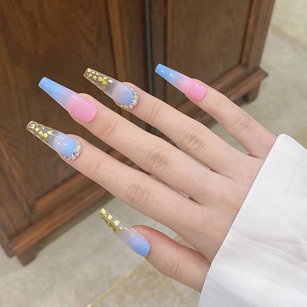 Stickers de Uñas con Diamantes Incrustados y Lámina Dorada