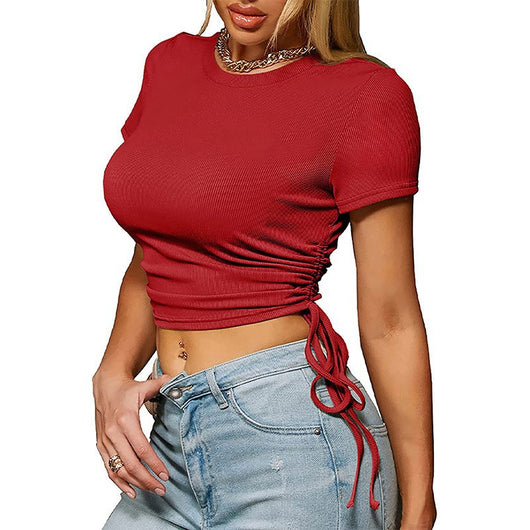 Top de Verano para Mujer Cuello Redondo Manga Corta Ombliguero - Image 12