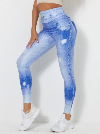 Pantalones de Yoga Denim Melocotón para Mujer - Image 6