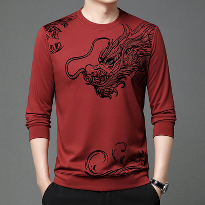 Playera Casual de Cuello Redondo con Textura Flocking para Hombre