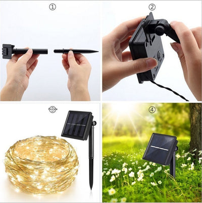 Guirnalda Solar de Cobre LED con 8 Funciones de Iluminación - Image 24