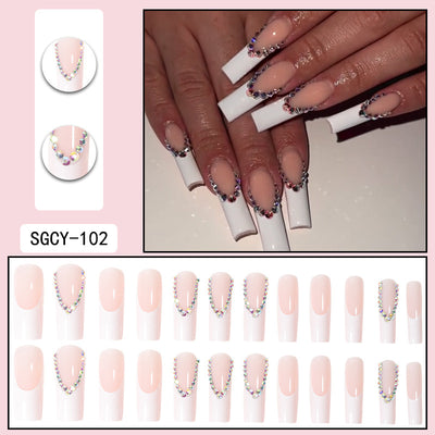 Uñas Postizas Degradado Floral con Efecto Espejo Electroplatado - Image 30