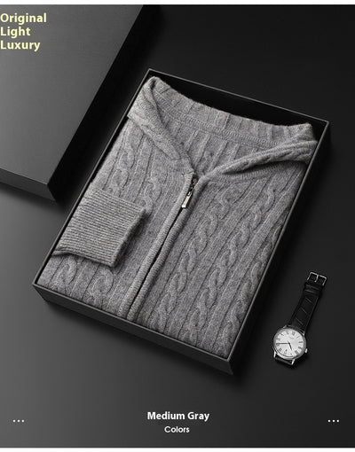 Suéter Tejido Grueso con Capucha y Mangas Largas Sueltas para Hombre - Image 15