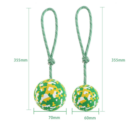 Pelota de Goma con Cuerda para Perros Pequeños y Medianos - Juguete Interactivo de Tracción - Image 2