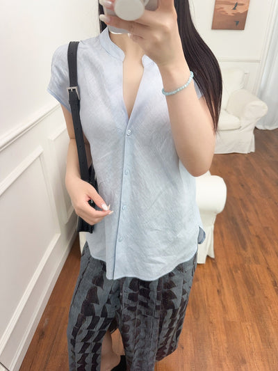 Blusa Lino Puro Cuello V Sin Mangas - Estilo Old Money Minimalista - Image 15