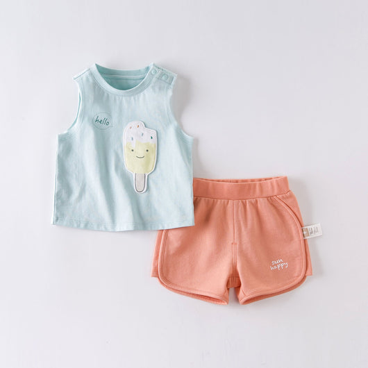 Conjunto infantil de dos piezas: chaleco y shorts con diseño de caricaturas - Image 6