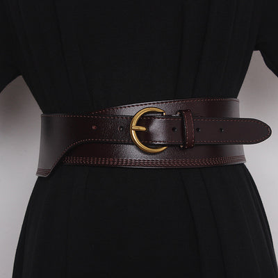 Cinturón de Cuero Grabado con Hebilla Japonesa Irregular para Mujer - Image 9