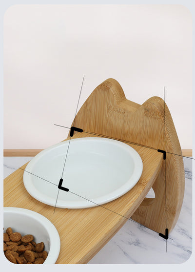 Comedero Doble de Cerámica con Soporte de Madera Ajustable para Perros y Gatos - Image 9