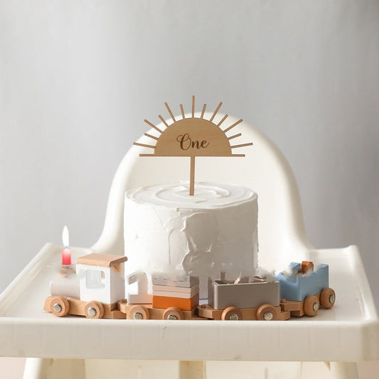 Tren de Madera para Cumpleaños Infantil - Juguete Hito del Bebé