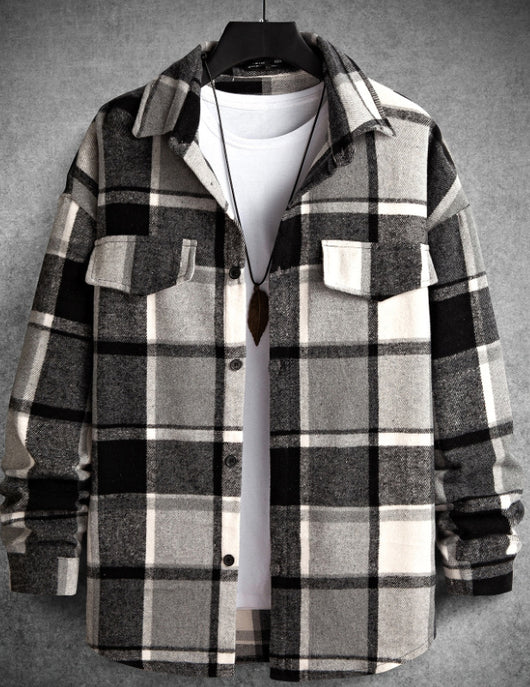 Camisa Franela a Cuadros Slim Fit Manga Larga para Hombre Otoño-Invierno - Image 7