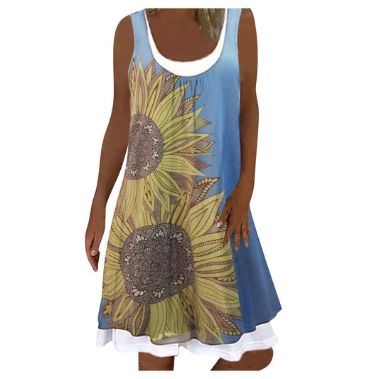 Vestido Largo Estampado sin Mangas con Escote en V para Mujer - Image 2
