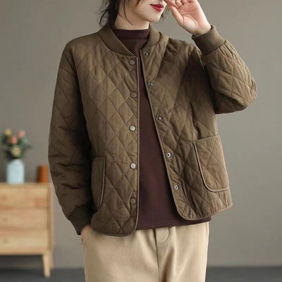 Chaqueta Acolchada de Algodón para Mujer - Diseño Rombo Ligero Otoño Invierno - Image 8