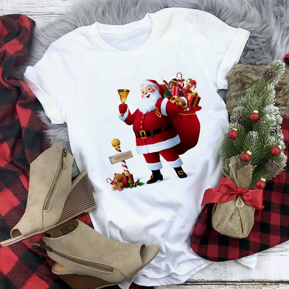 Camiseta Cuello Redondo Estampado Películas Navideñas para Mujer