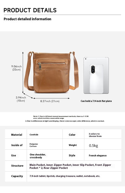 Bolso Mensajero de Cuero Genuino Primera Capa para Mamás Modernas - Image 11