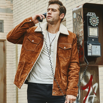 Chaqueta Acolchada de Algodón y Cuero Genuino para Hombre - Image 4
