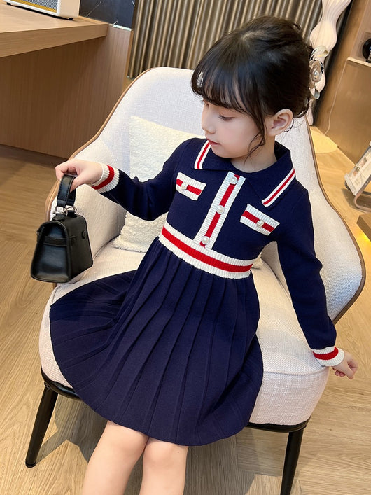 Vestido Tejido Preppy Otoñal para Niñas - Image 14