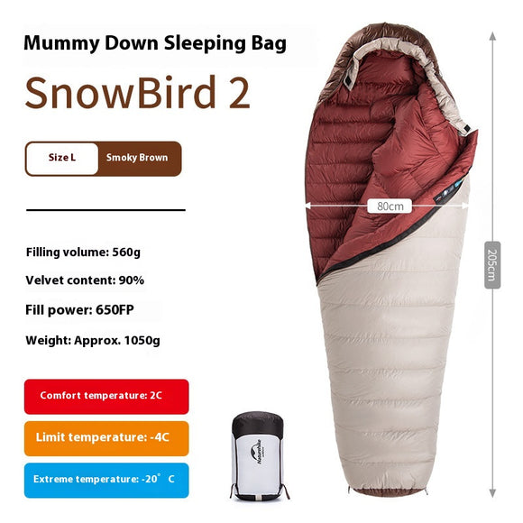 Saco de Dormir Premium con Plumón de Ganso Cálido y Confortable