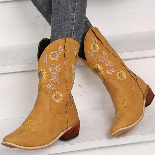Botas Martin Bordadas con Girasol - Estilo Fashion - Image 9