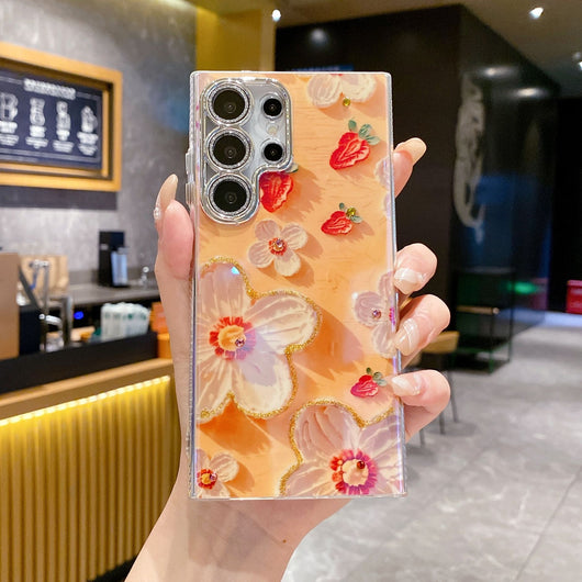 Funda para Celular con Diseño Floral de Diamantes y Protección de Lente - Image 9