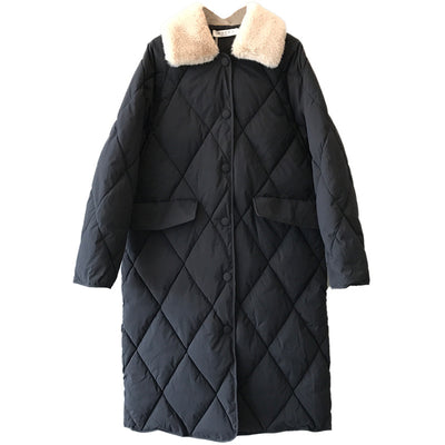 Chaqueta Acolchada para Mujer con Cuello de Piel y Diseño Rombo - Image 9