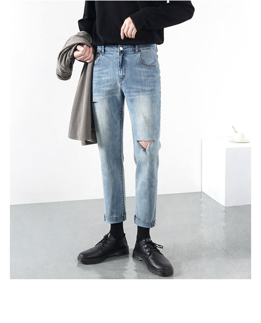 Pantalones Vaqueros Rotos para Hombre Ligeros de Verano