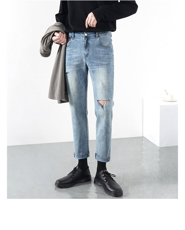 Pantalones Vaqueros Rotos para Hombre Ligeros de Verano