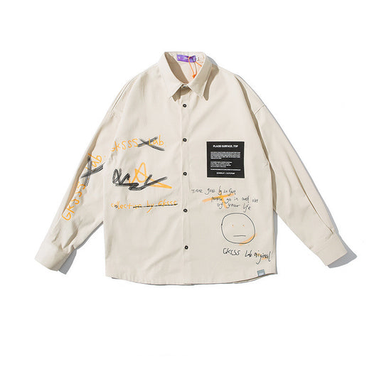 Camisa Casual Suelta con Estampado Graffiti - Ropa de Trabajo Versátil - Image 2