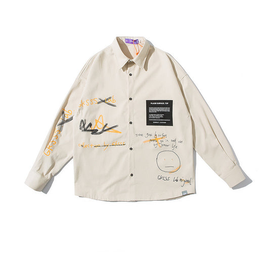 Camisa Casual Suelta con Estampado Graffiti - Ropa de Trabajo Versátil - Image 2