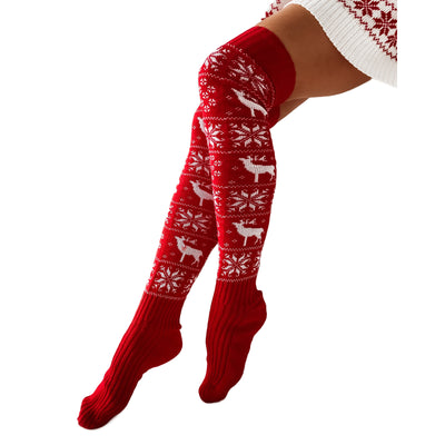 Calcetines Navideños Largos para Mujer - Tejido de Algodón y Lana con Diseño de Venado - Image 14