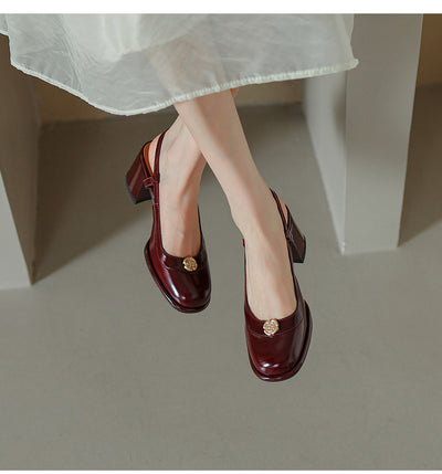Sandalias Slingback con Tacón Grueso y Puntera Reforzada en Cuero - Image 33