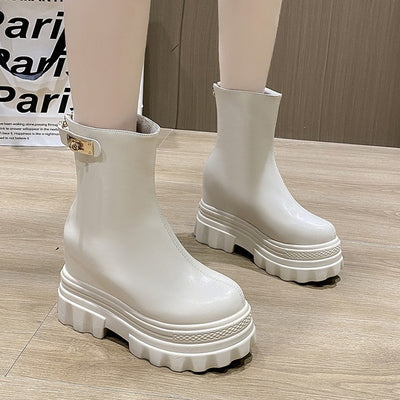 Botas Cortas con Cuña Interna de 4CM - Tacón Elevado y Base Plana