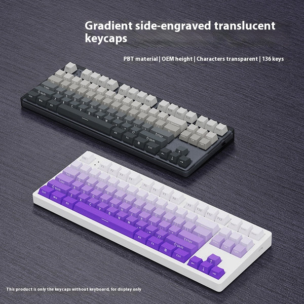 Teclado Mecánico Transparente con Degradado de Rubor y Grabado Lateral