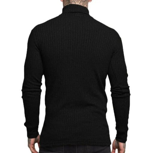 Suéter Casual para Hombre con Cuello Alto y Textura Trenzada - Image 13
