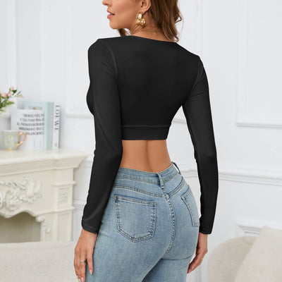 Blusa Manga Larga Entallada Cuello V Sexy para Mujer - Image 28