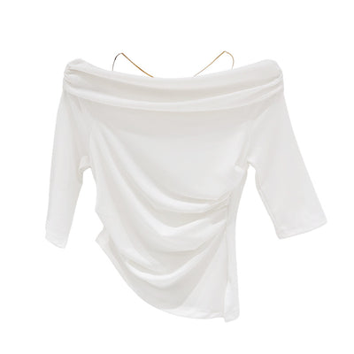 Camiseta Asimétrica con Cadena Decorativa - Diseño Elegante de Moda - Image 7
