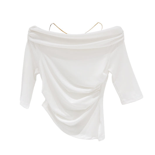 Camiseta Asimétrica con Cadena Decorativa - Diseño Elegante de Moda - Image 7