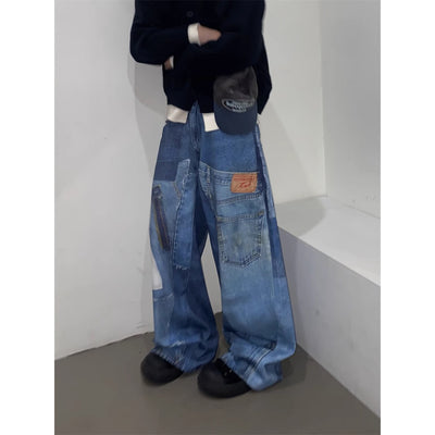 Jeans Rectos Sueltos Diseño Independiente Retro Americano para Hombre - Image 3