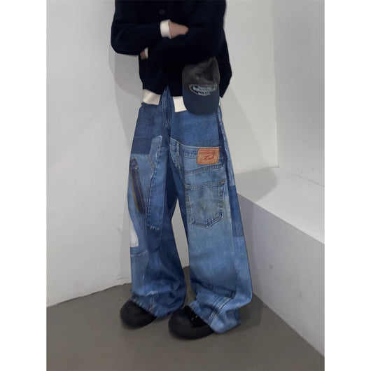 Jeans Rectos Sueltos Diseño Independiente Retro Americano para Hombre - Image 3