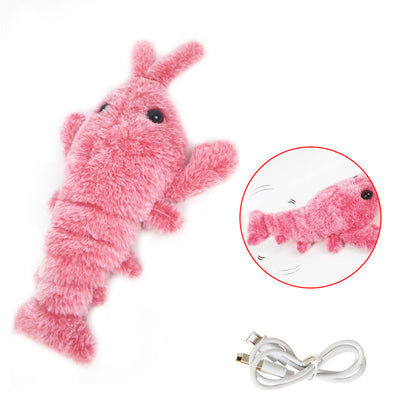 Pink plush shrimp pet toy with black eyes, designed for cats, on a white background. "Random color" text. - Image 16