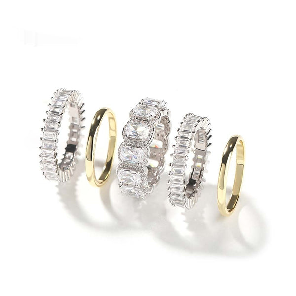 Juego de 5 Anillos para Hombre con Diamantes Incrustados